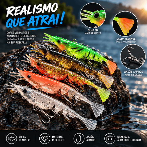 Kit com 5 Iscas de Camarão Realistas
