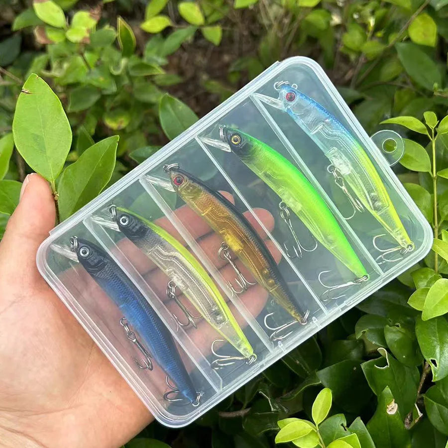 Kit com 5 Iscas Artificiais Minnow
