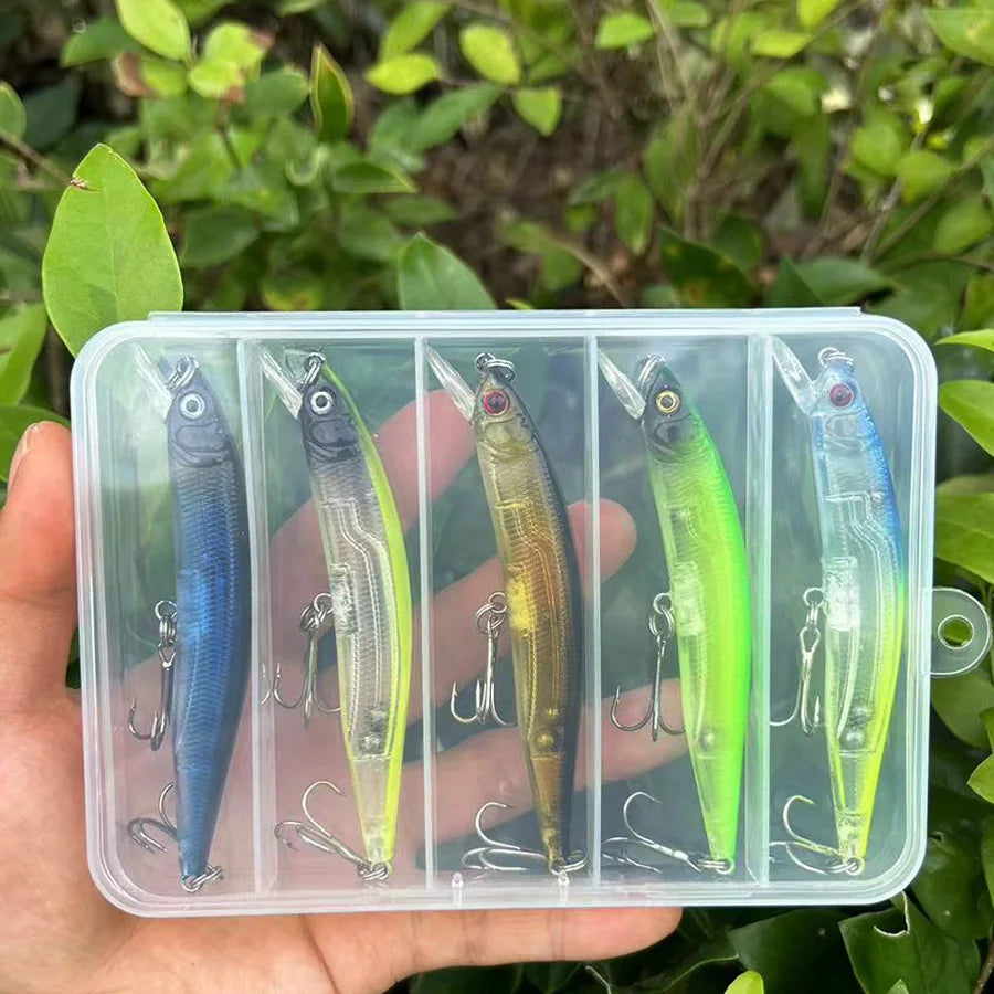 Kit com 5 Iscas Artificiais Minnow